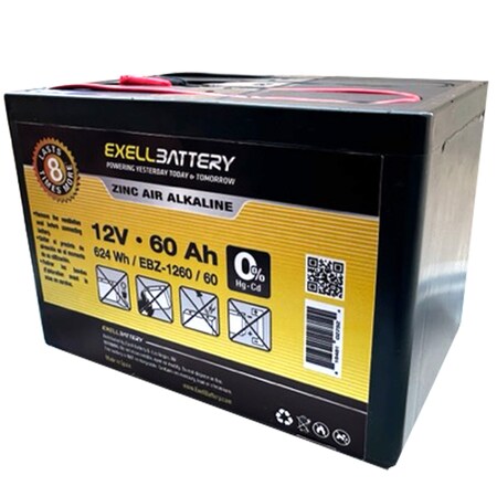 Exell Battery 12V 60Ah Zinc Air Alkaline Battery EBZ-1260